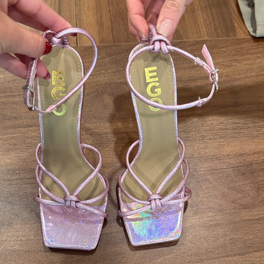 EGO Iridescent Pink Strappy Heels